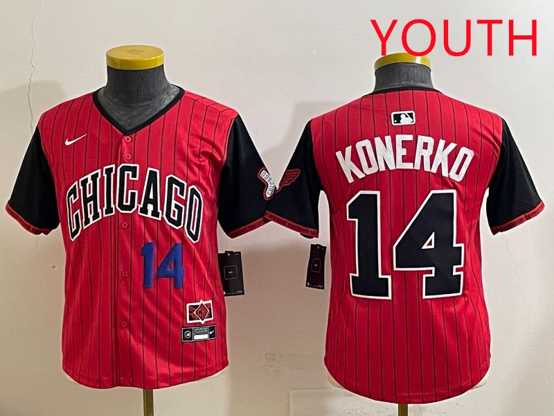 Youth 2025 Chicago White Sox 14 Konerko Red Stripe Joint Name Nike MLB Jersey style 2